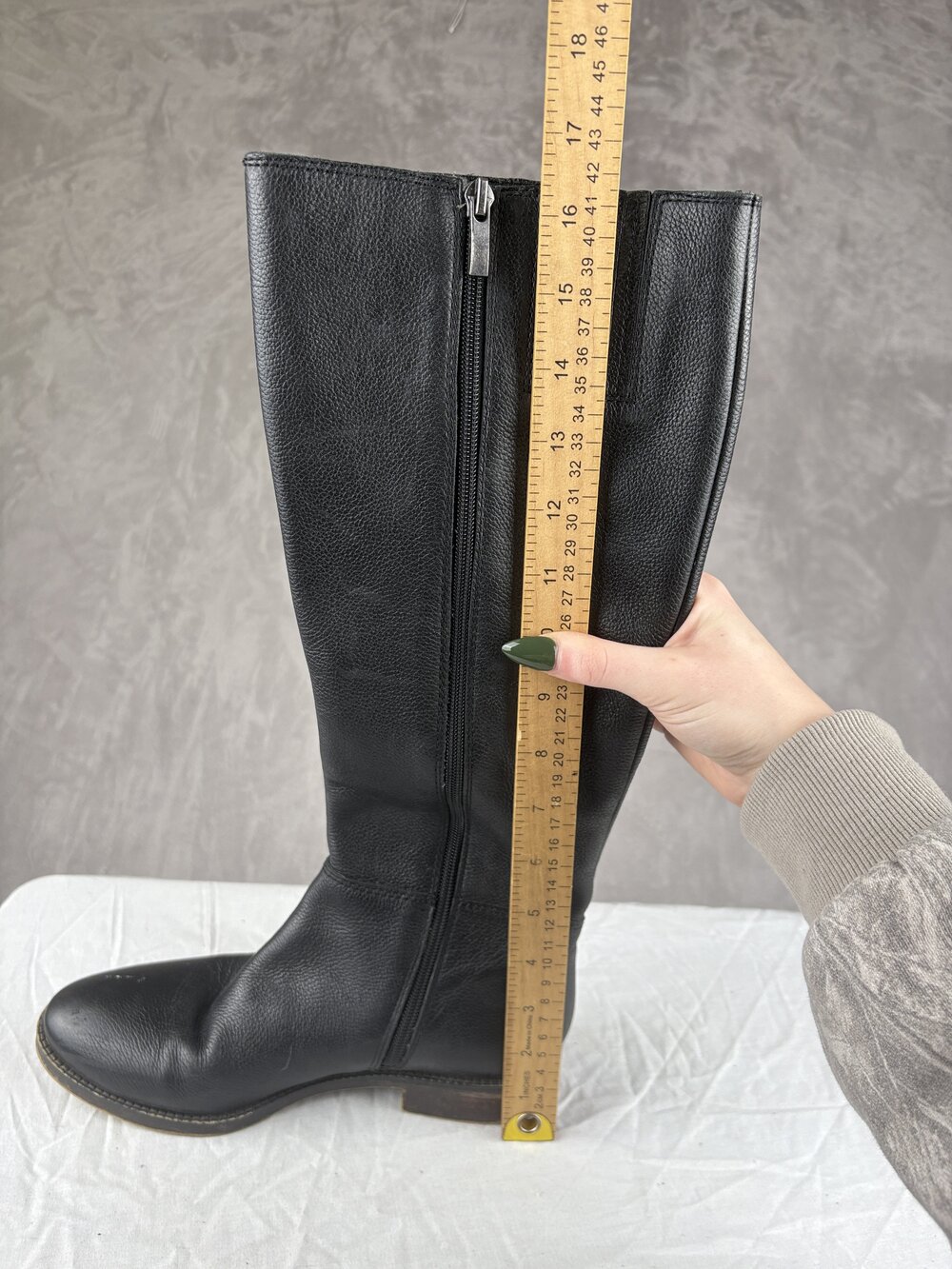 Franco Sarto Black Leather Knee-High Boots Size 7 - Picture 11 of 11